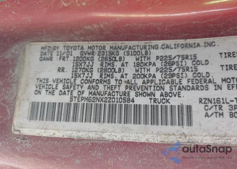 2002 Toyota Tacoma from USA, damaged, VIN 5TEPM62NX2Z010584